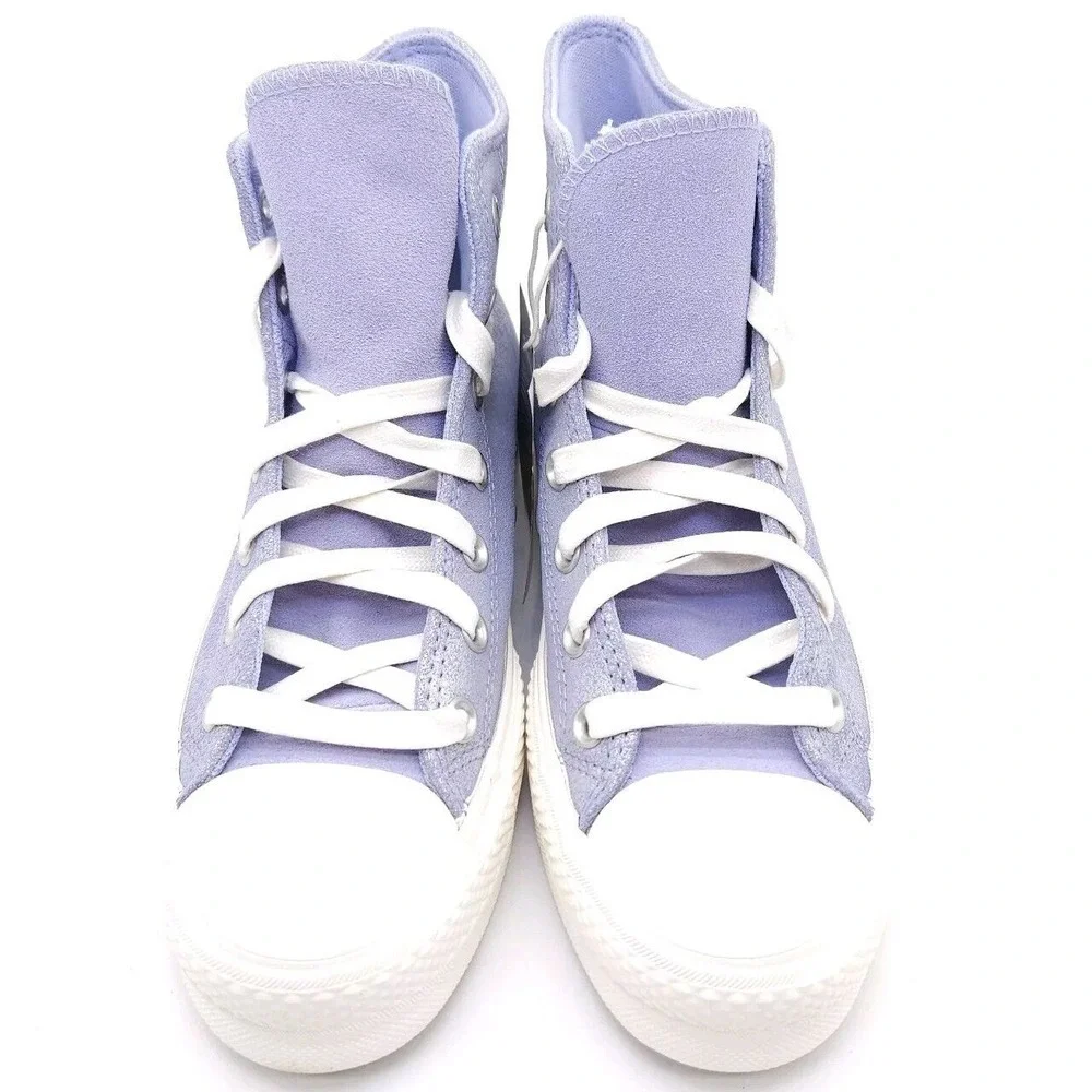 Chuck Taylor Womens 7 All Star Lift Hi Platform Suede Shimmer Shoe Lilac Sneaker